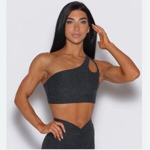Bombshell Sportswear Gray Asymmetrical Sports Bra